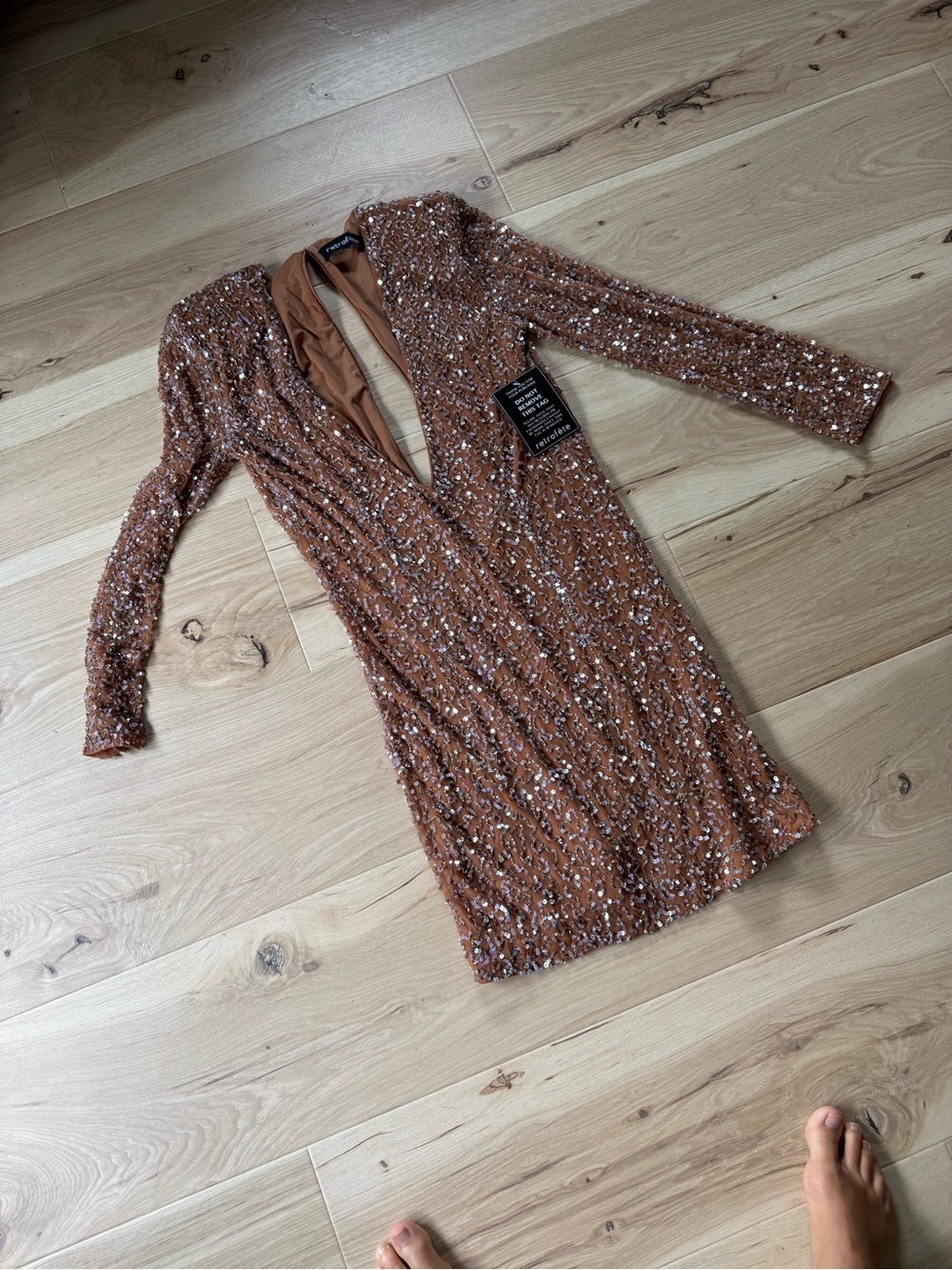 Retrofete Copper Sequin Mini Dress
